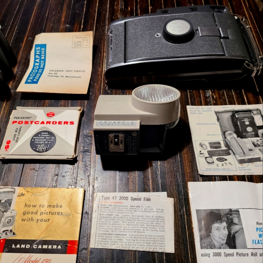 Vintage Polaroid Land Camera Model 150 and the 800 Set. All Docs. RARE